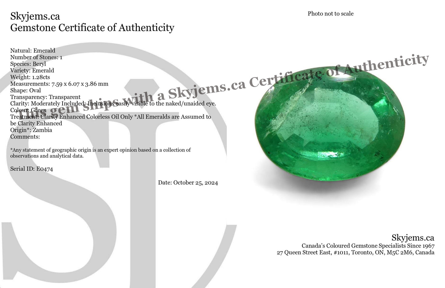 1.28ct Oval Green Emerald from Zambia