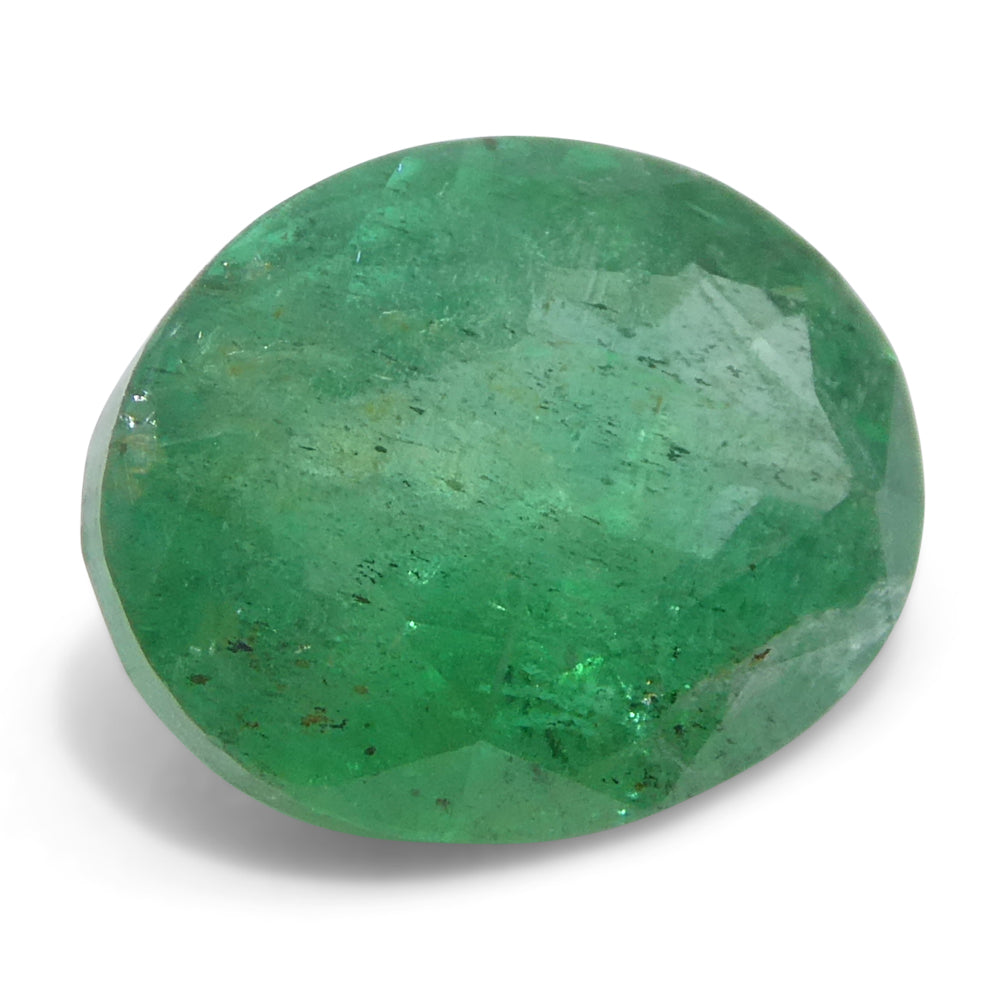 SkyJems 3.96ct Oval Green Zambian Emerald, premium Step Cut beryl gemstone in rich forest green hue