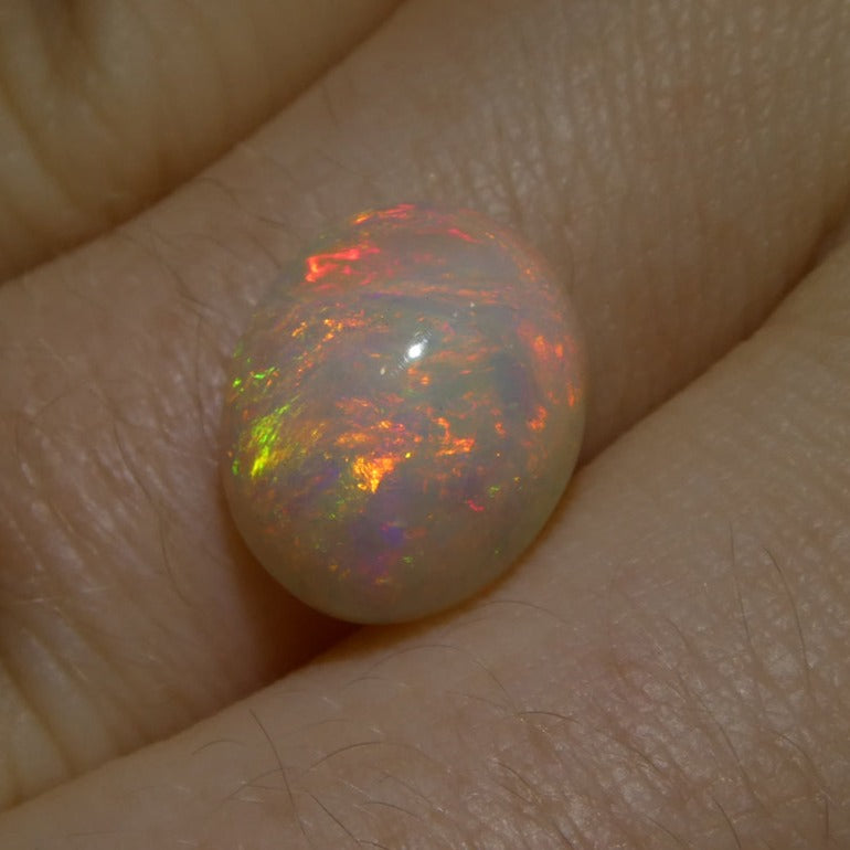 3.34ct Oval Cabochon White Welo Opal from Ethiopia - Skyjems Wholesale Gemstones