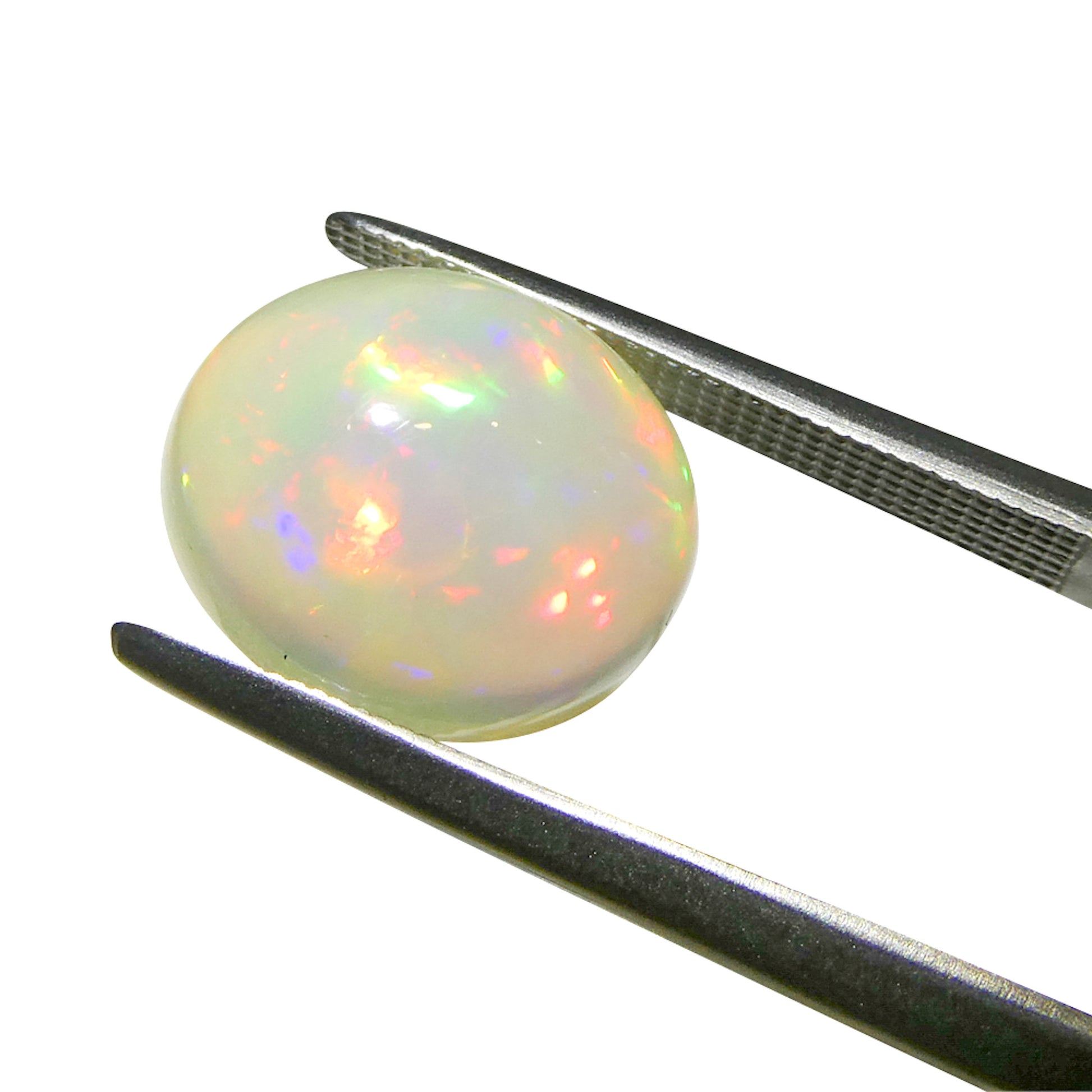 4.24ct Oval Cabochon White Welo Opal from Ethiopia - Skyjems Wholesale Gemstones