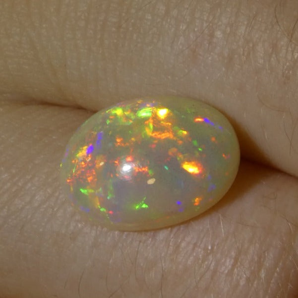 2.87ct Oval Cabochon White Welo Opal from Ethiopia - Skyjems Wholesale Gemstones