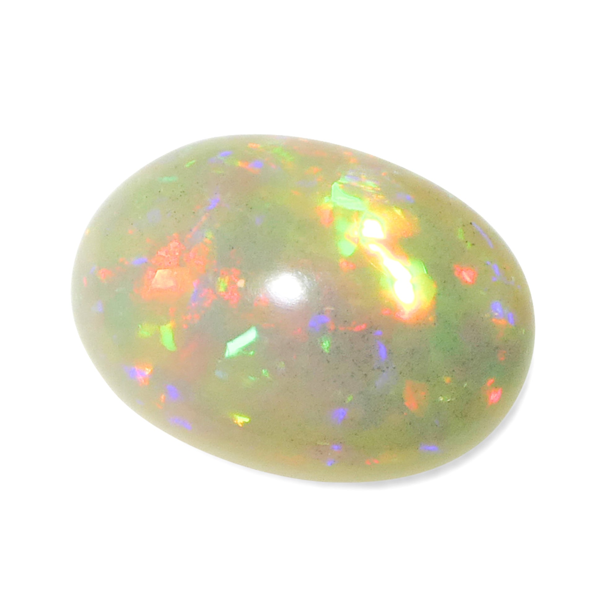 2.87ct Oval Cabochon White Welo Opal from Ethiopia - Skyjems Wholesale Gemstones