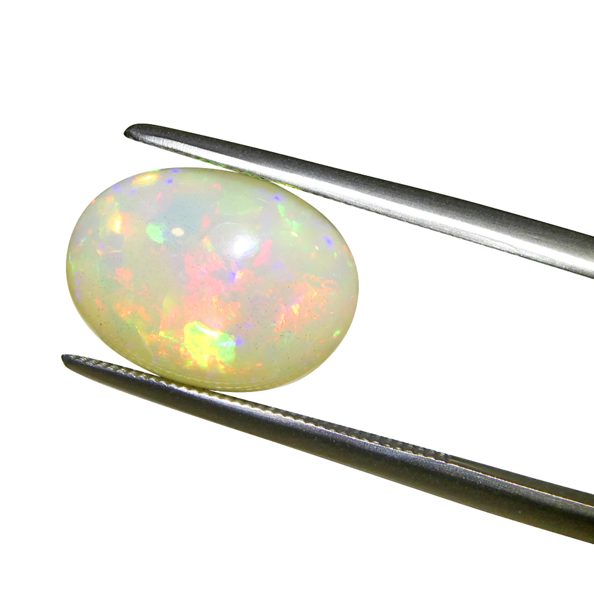 2.87ct Oval Cabochon White Welo Opal from Ethiopia - Skyjems Wholesale Gemstones