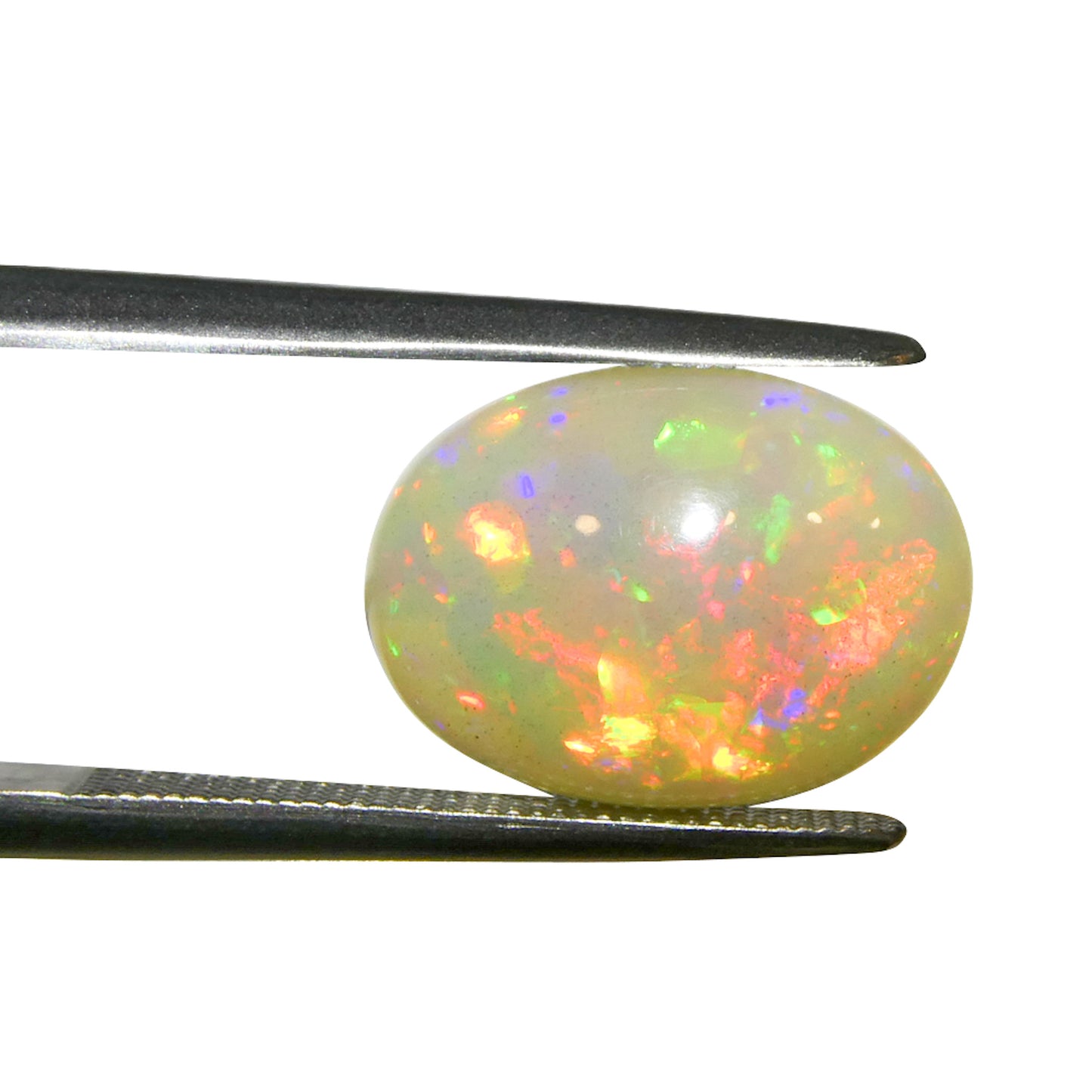 2.87ct Oval Cabochon White Welo Opal from Ethiopia - Skyjems Wholesale Gemstones