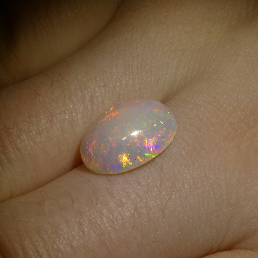 3.58ct Oval Cabochon White Welo Opal from Ethiopia - Skyjems Wholesale Gemstones