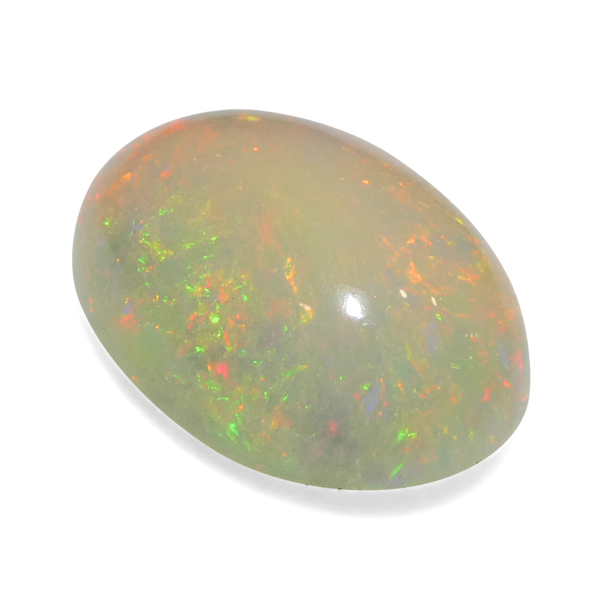 3.58ct Oval Cabochon White Welo Opal from Ethiopia - Skyjems Wholesale Gemstones