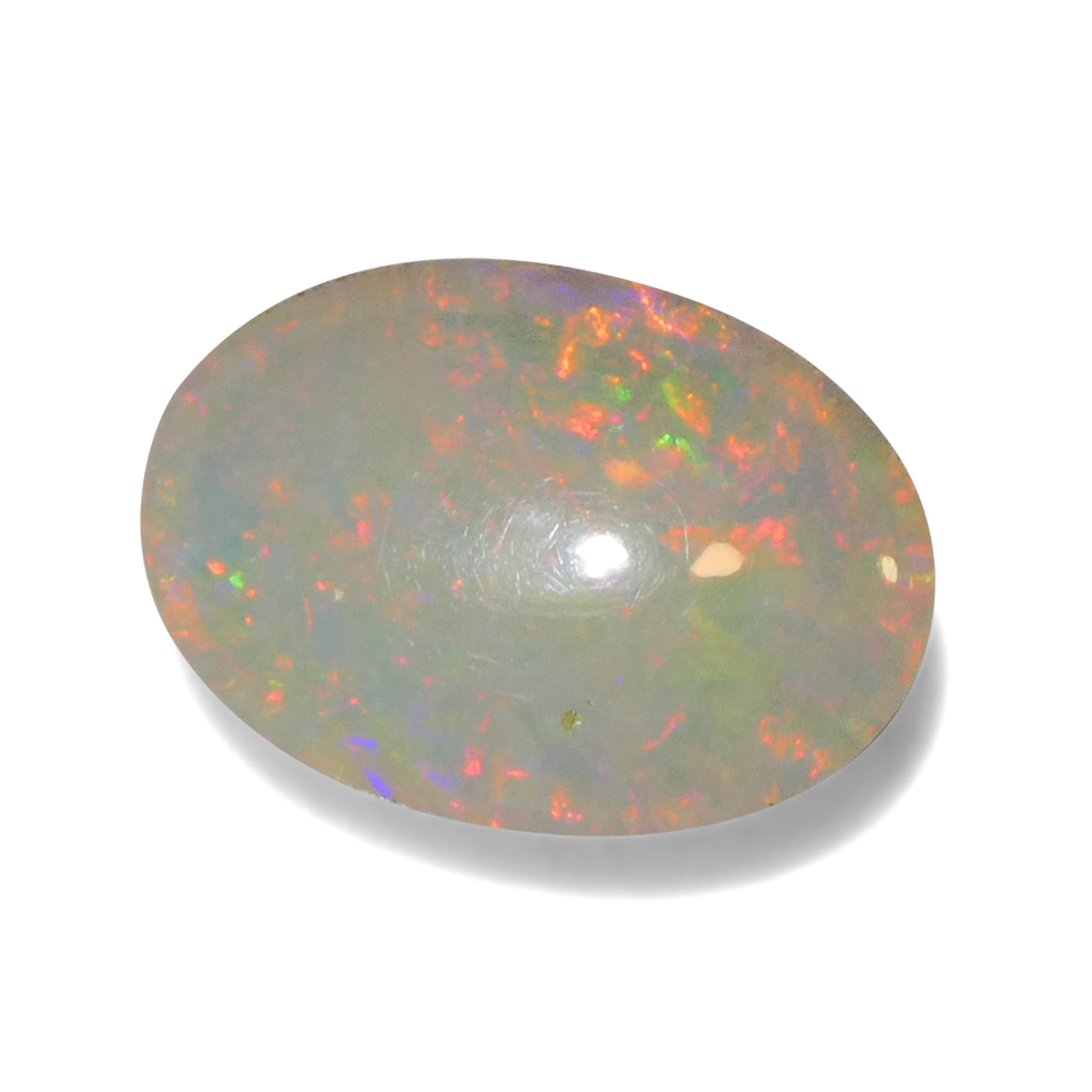 3.58ct Oval Cabochon White Welo Opal from Ethiopia - Skyjems Wholesale Gemstones