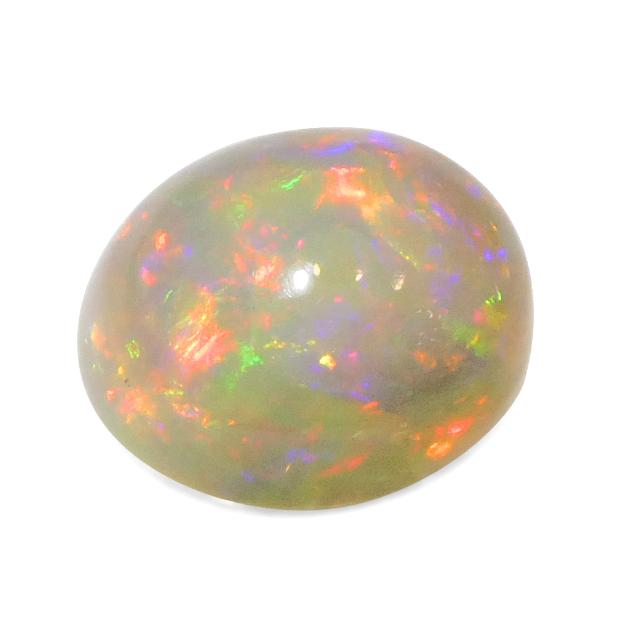 SkyJems 3.6ct White Welo Opal Cabochon from Ethiopia with Vibrant Play of Colour, Oval Cut Gemstone