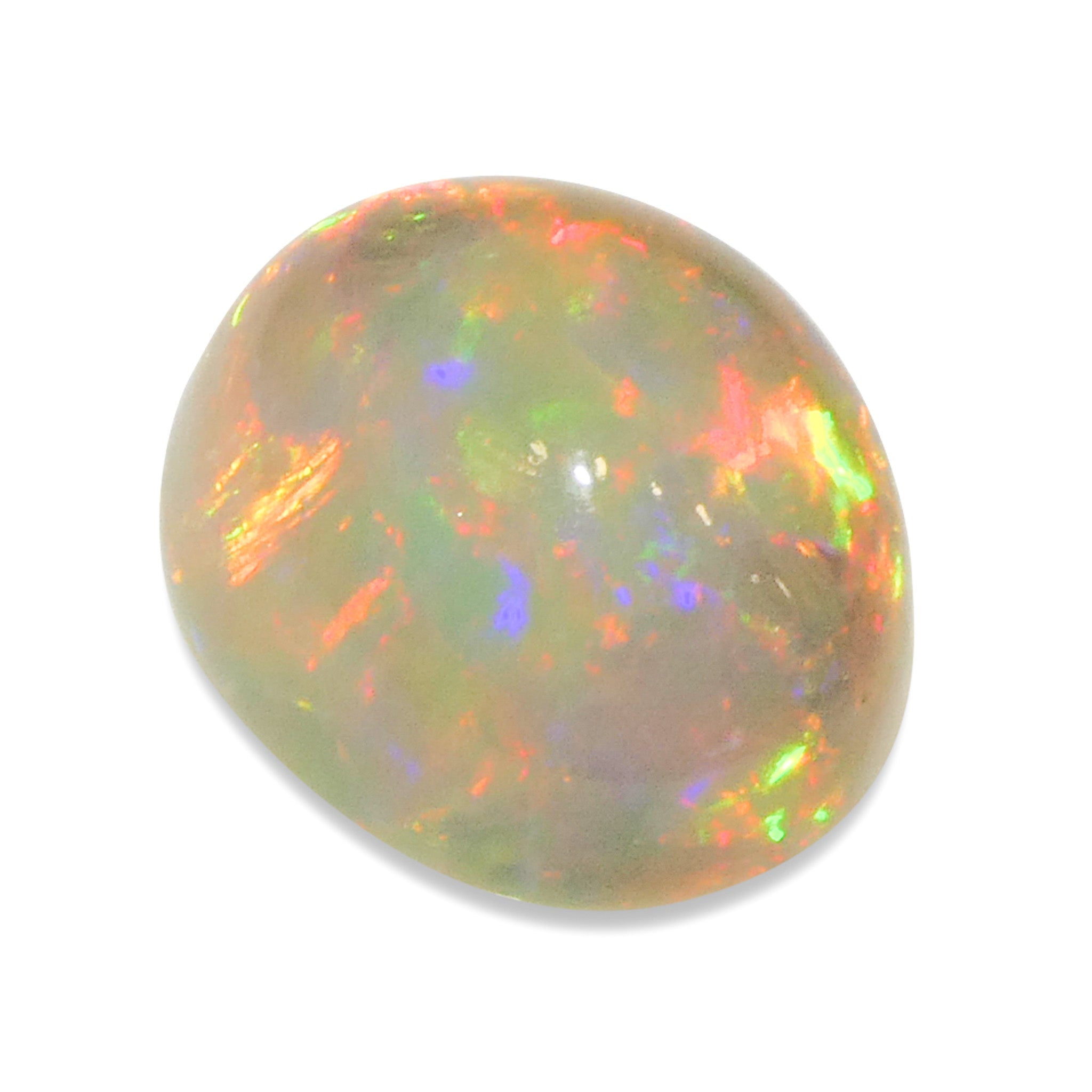 SkyJems 3.6ct White Welo Opal Cabochon from Ethiopia with Vibrant Play of Colour, Oval Cut Gemstone