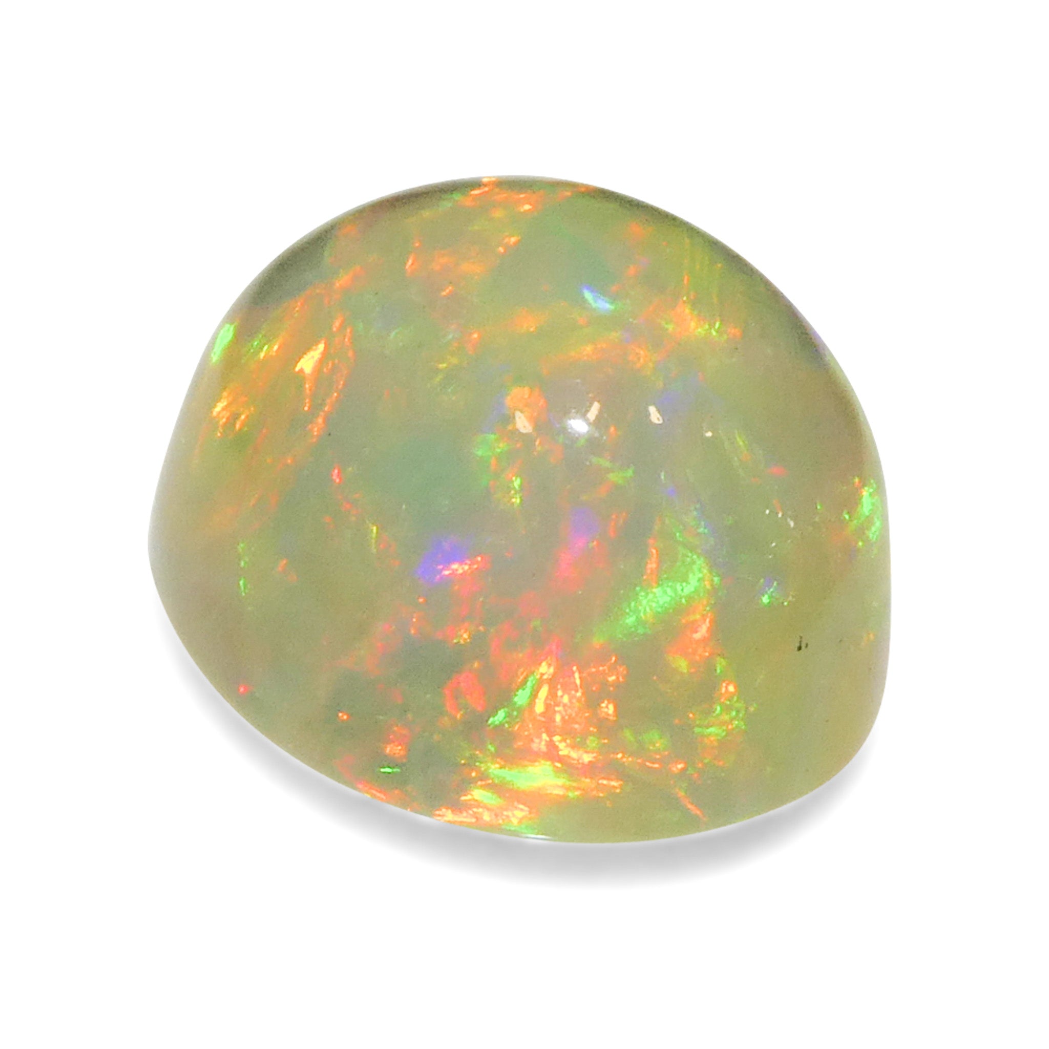 SkyJems 3.6ct White Welo Opal Cabochon from Ethiopia, oval-cut gemstone with vibrant play of color