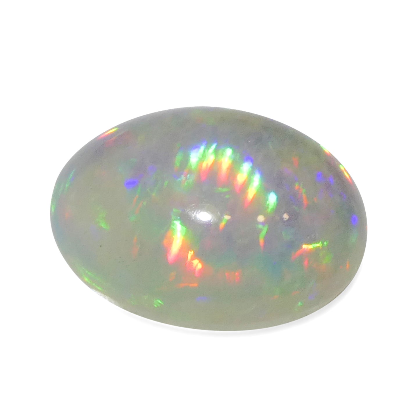 3.79ct Oval Cabochon White Welo Opal from Ethiopia - Skyjems Wholesale Gemstones