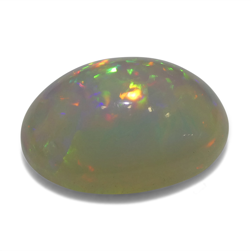 3.54ct Oval Cabochon White Welo Opal from Ethiopia - Skyjems Wholesale Gemstones