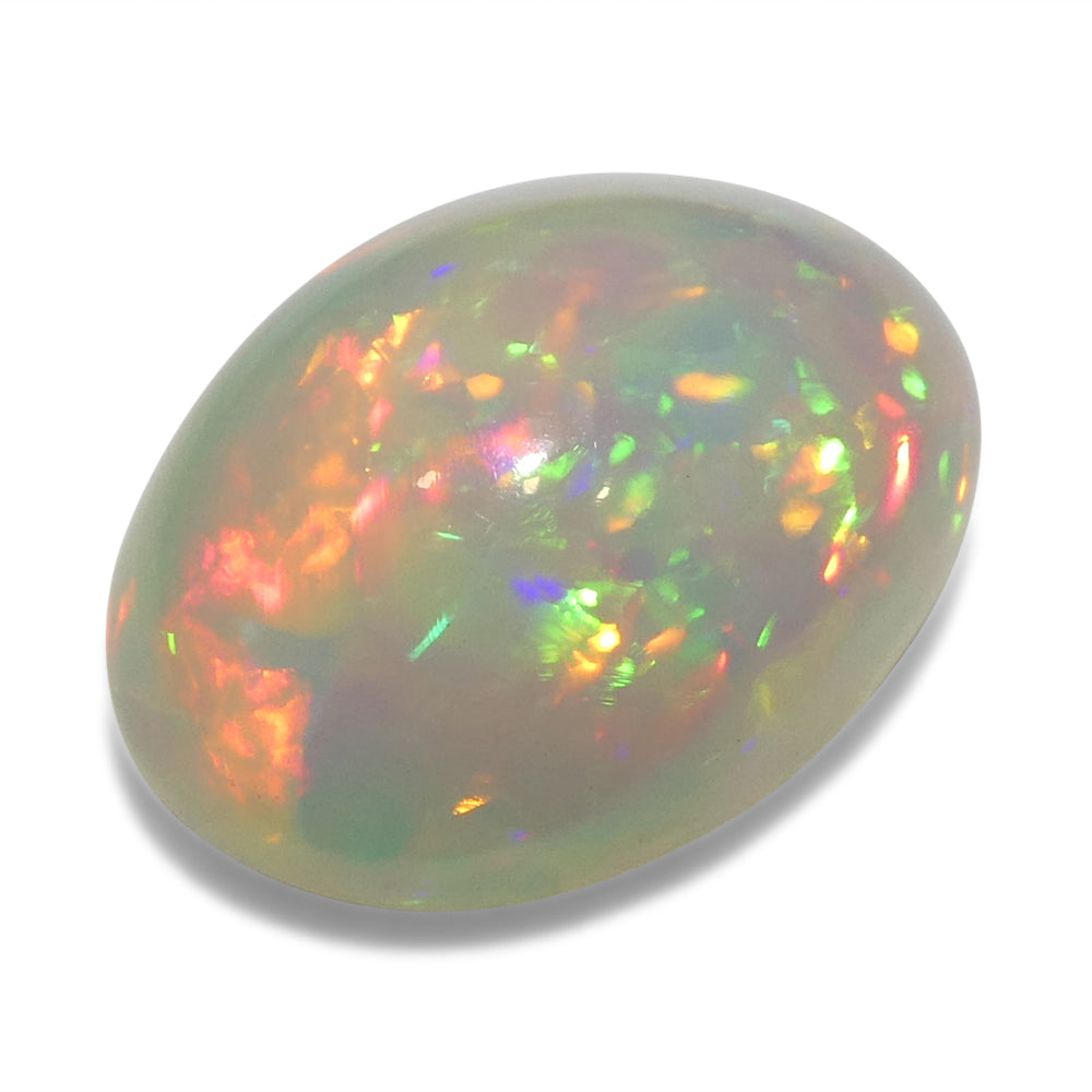 3.54ct Oval Cabochon White Welo Opal from Ethiopia - Skyjems Wholesale Gemstones