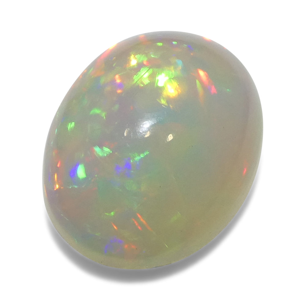 3.54ct Oval Cabochon White Welo Opal from Ethiopia - Skyjems Wholesale Gemstones