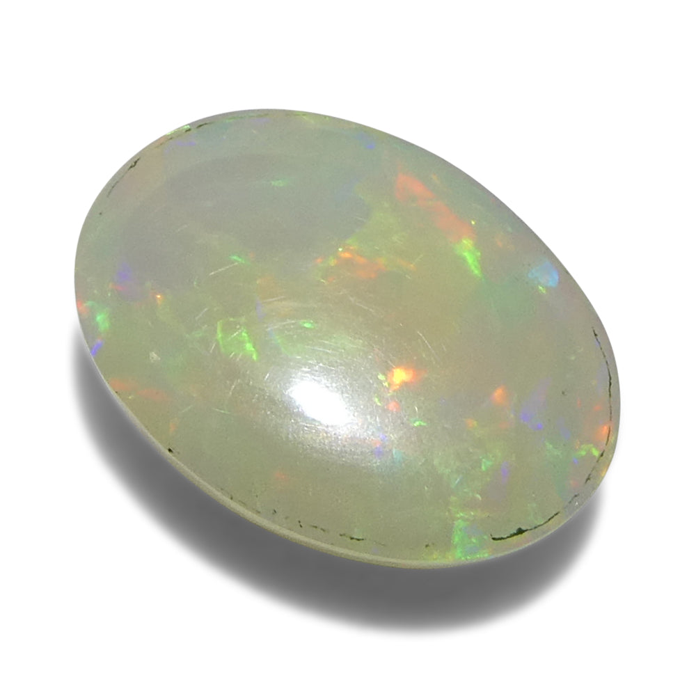 3.54ct Oval Cabochon White Welo Opal from Ethiopia - Skyjems Wholesale Gemstones