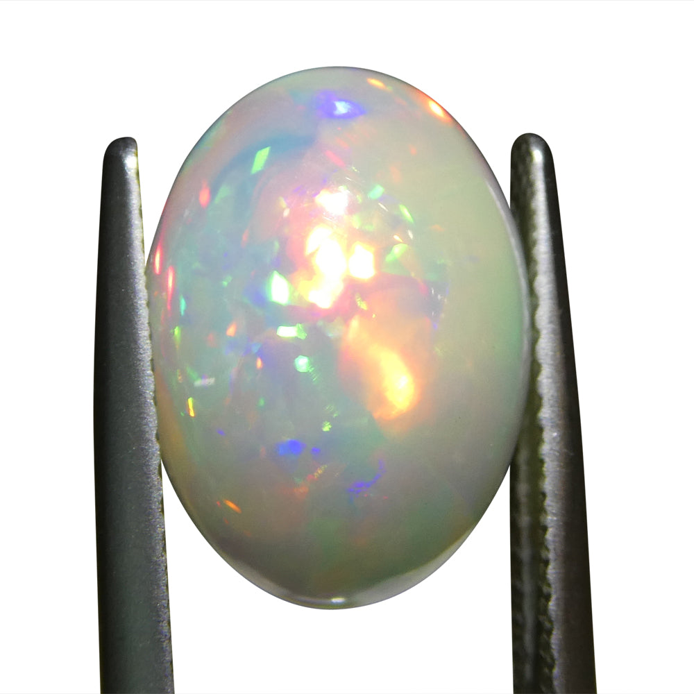 3.54ct Oval Cabochon White Welo Opal from Ethiopia - Skyjems Wholesale Gemstones