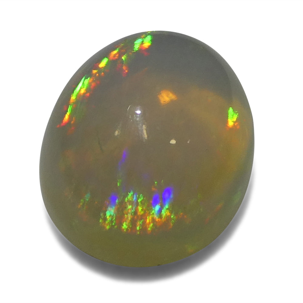 4.31ct Oval Cabochon White Crystal Opal from Ethiopia - Skyjems Wholesale Gemstones