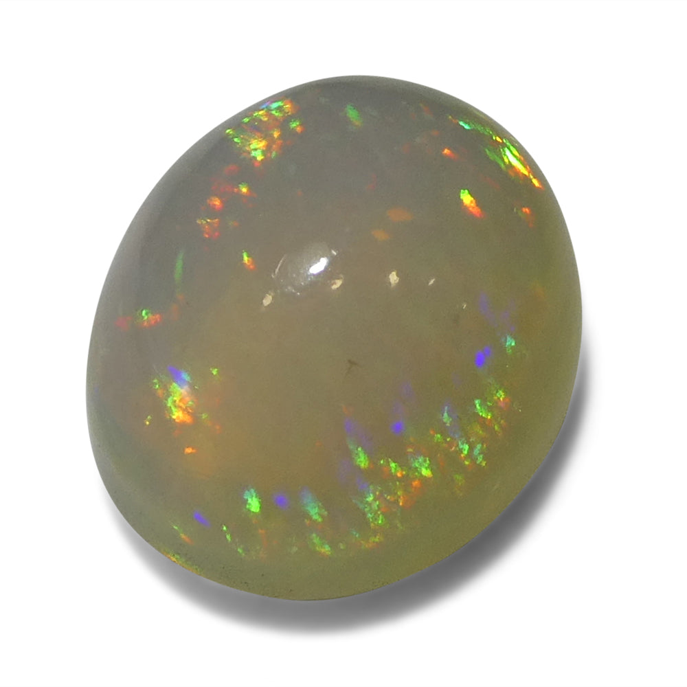 4.31ct Oval Cabochon White Crystal Opal from Ethiopia - Skyjems Wholesale Gemstones