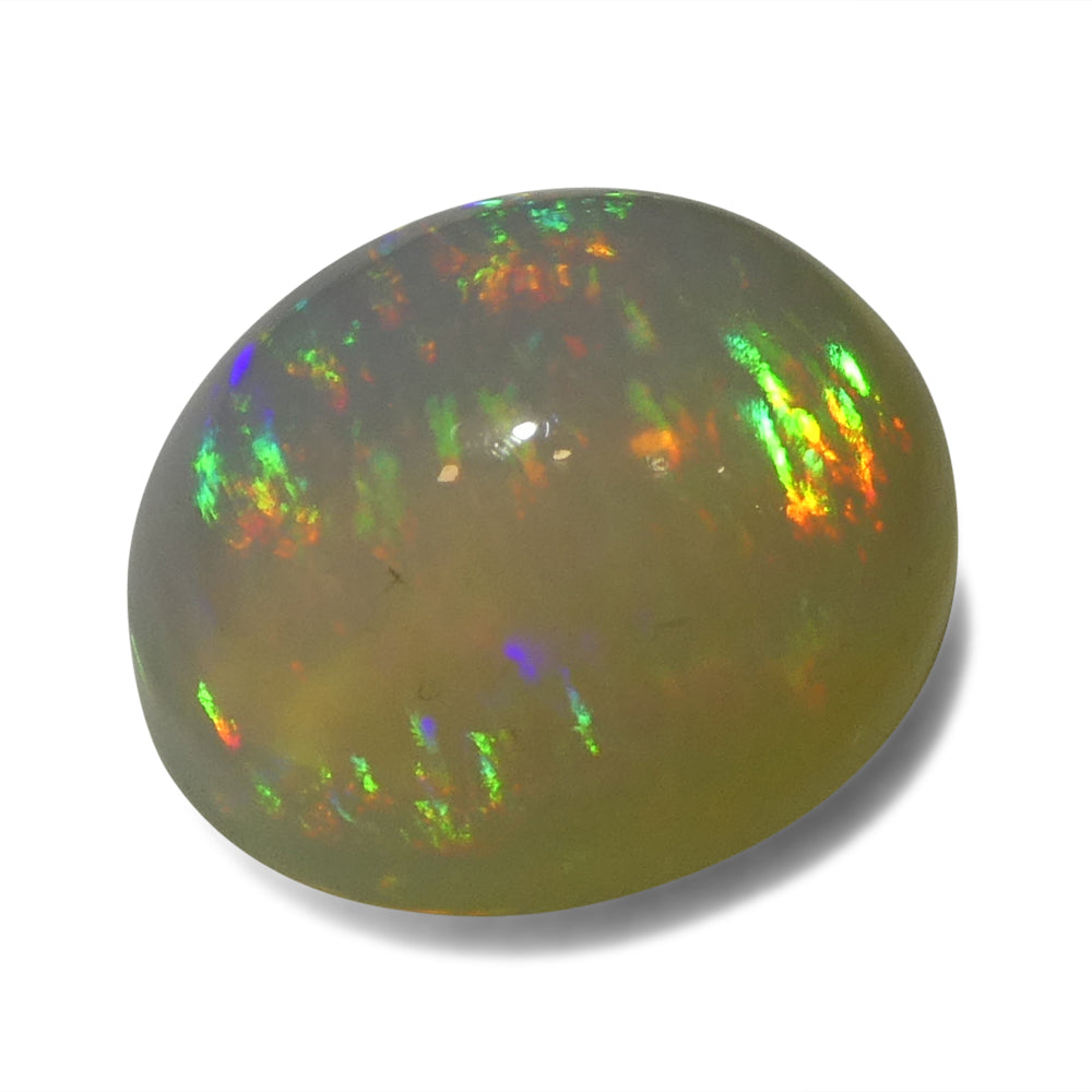 4.31ct Oval Cabochon White Crystal Opal from Ethiopia - Skyjems Wholesale Gemstones