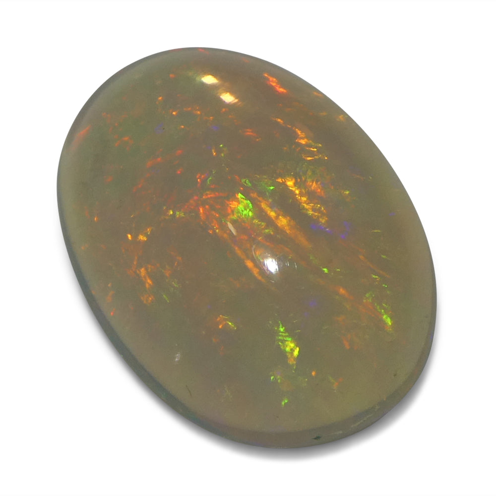 2.71ct Oval Cabochon White Crystal Opal from Ethiopia - Skyjems Wholesale Gemstones