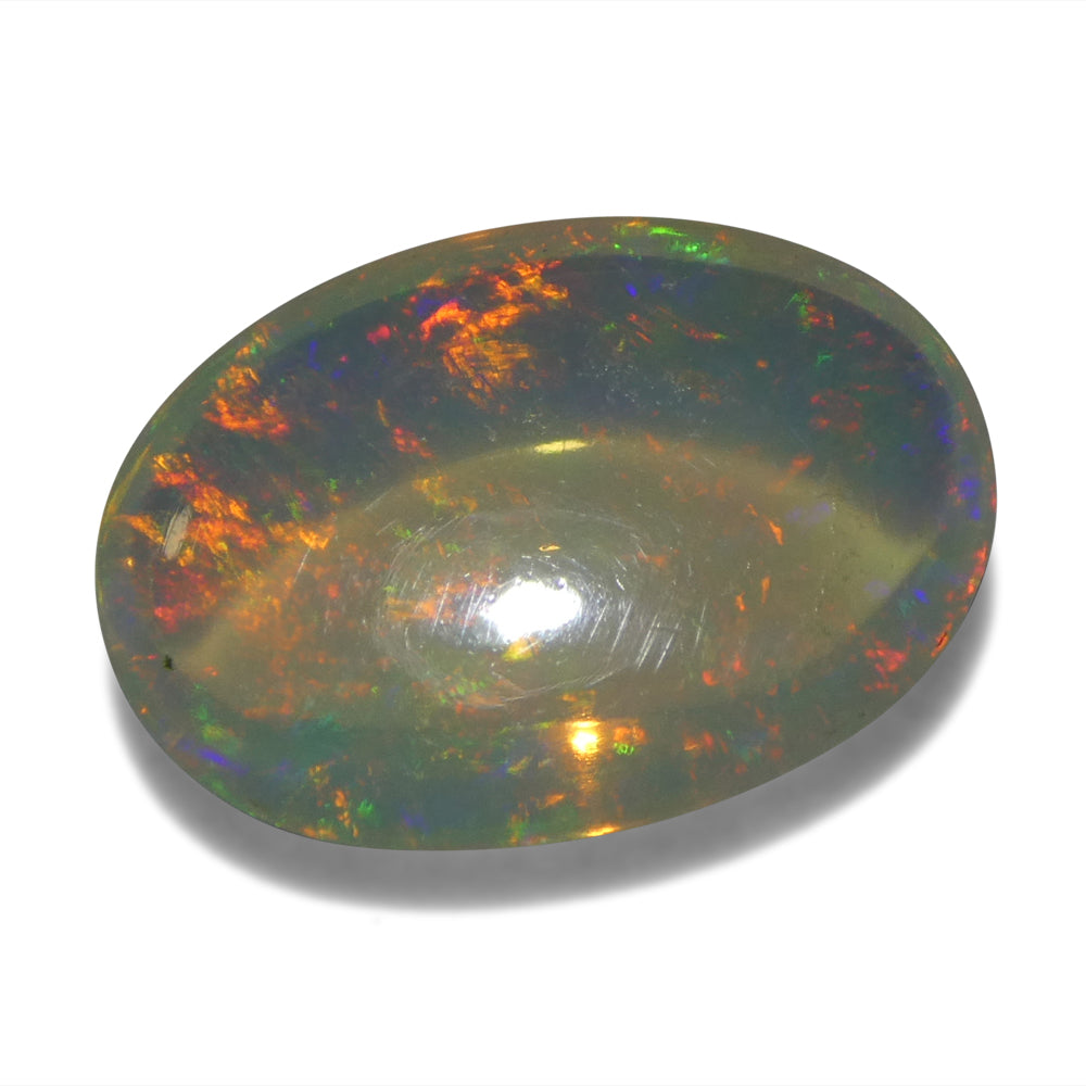 2.71ct Oval Cabochon White Crystal Opal from Ethiopia - Skyjems Wholesale Gemstones