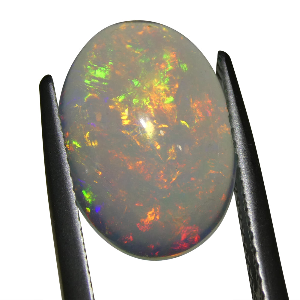 2.71ct Oval Cabochon White Crystal Opal from Ethiopia - Skyjems Wholesale Gemstones