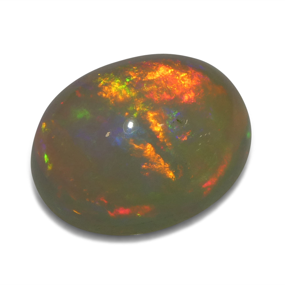 2.57ct Oval Cabochon White Crystal Opal from Ethiopia - Skyjems Wholesale Gemstones