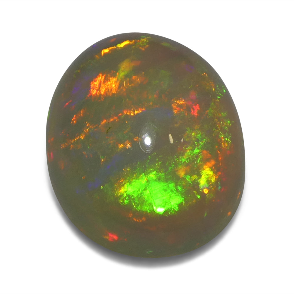 2.57ct Oval Cabochon White Crystal Opal from Ethiopia - Skyjems Wholesale Gemstones