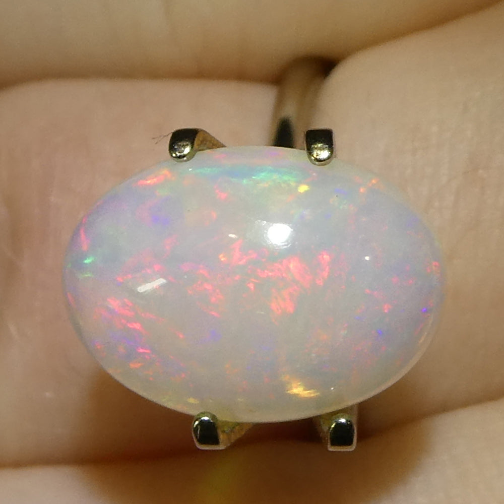 3.48ct Oval Cabochon White Crystal Opal from Ethiopia - Skyjems Wholesale Gemstones