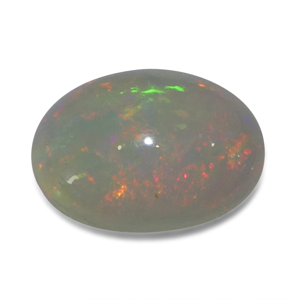 3.48ct Oval Cabochon White Crystal Opal from Ethiopia - Skyjems Wholesale Gemstones