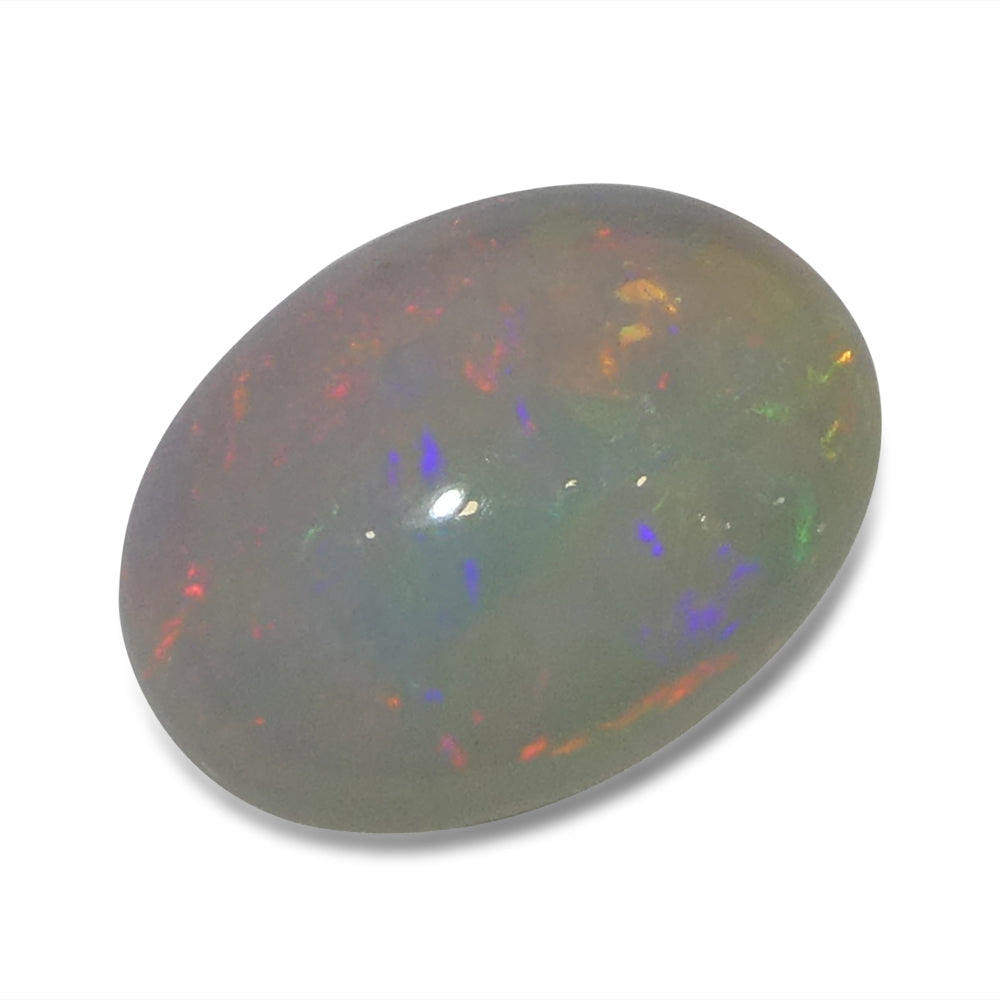 3.48ct Oval Cabochon White Crystal Opal from Ethiopia - Skyjems Wholesale Gemstones