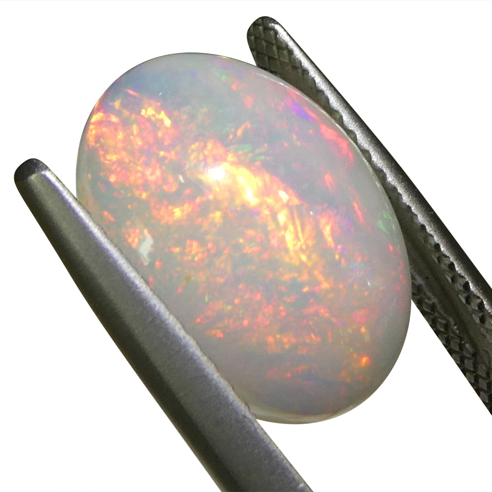 3.48ct Oval Cabochon White Crystal Opal from Ethiopia - Skyjems Wholesale Gemstones