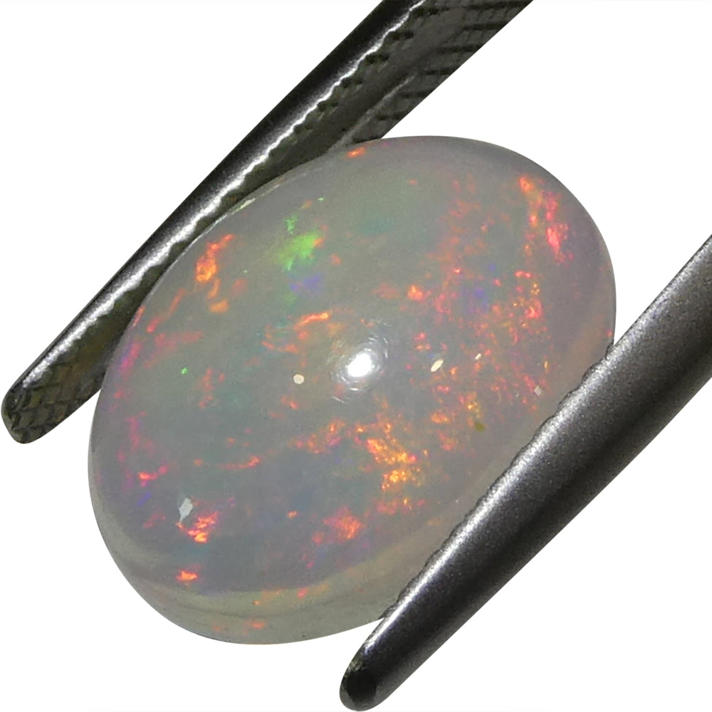 3.48ct Oval Cabochon White Crystal Opal from Ethiopia - Skyjems Wholesale Gemstones