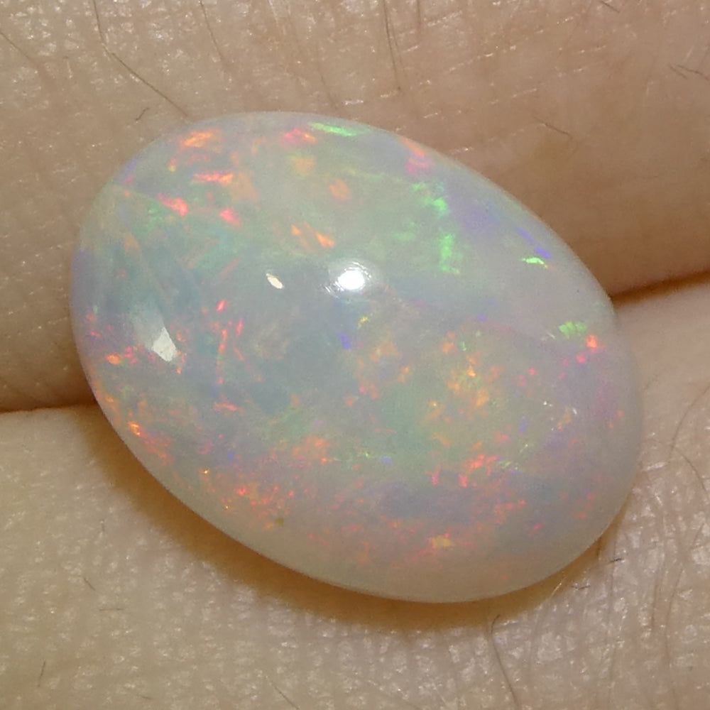 3.48ct Oval Cabochon White Crystal Opal from Ethiopia - Skyjems Wholesale Gemstones