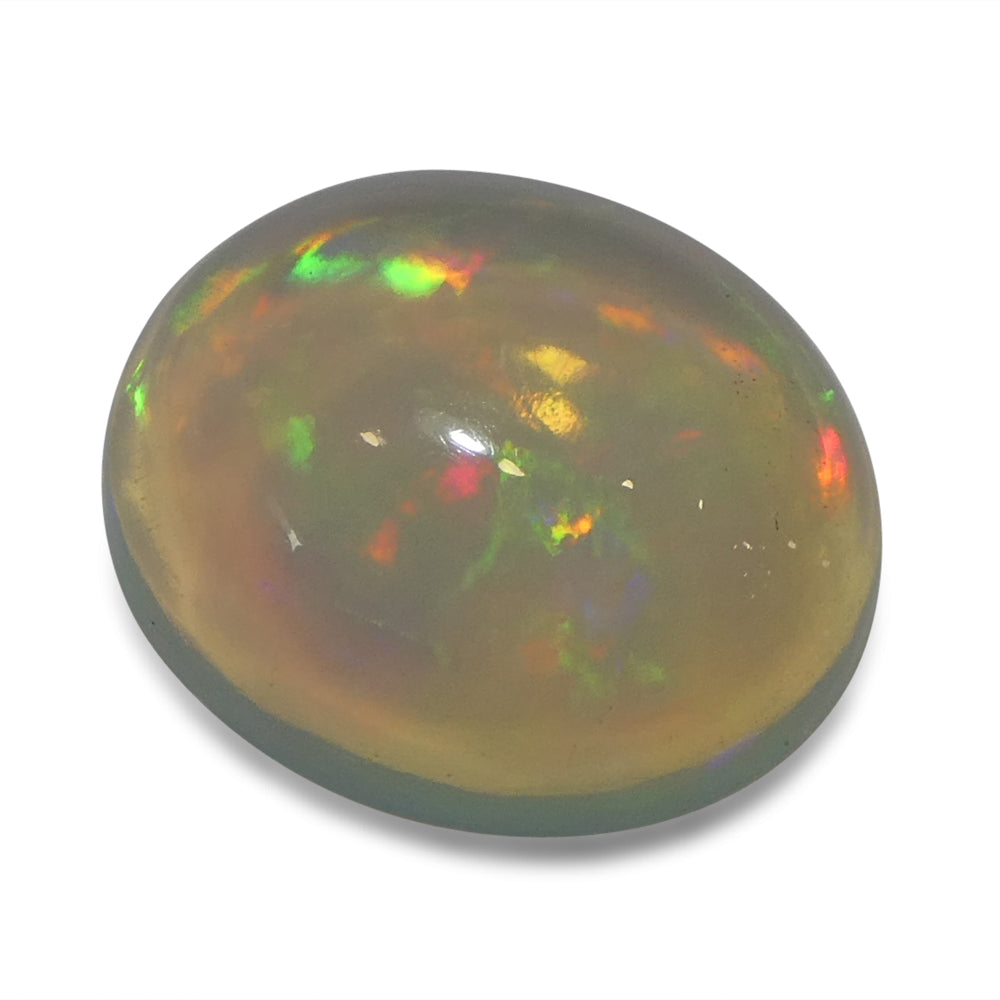 3.82ct Oval Cabochon White Crystal Opal from Ethiopia - Skyjems Wholesale Gemstones