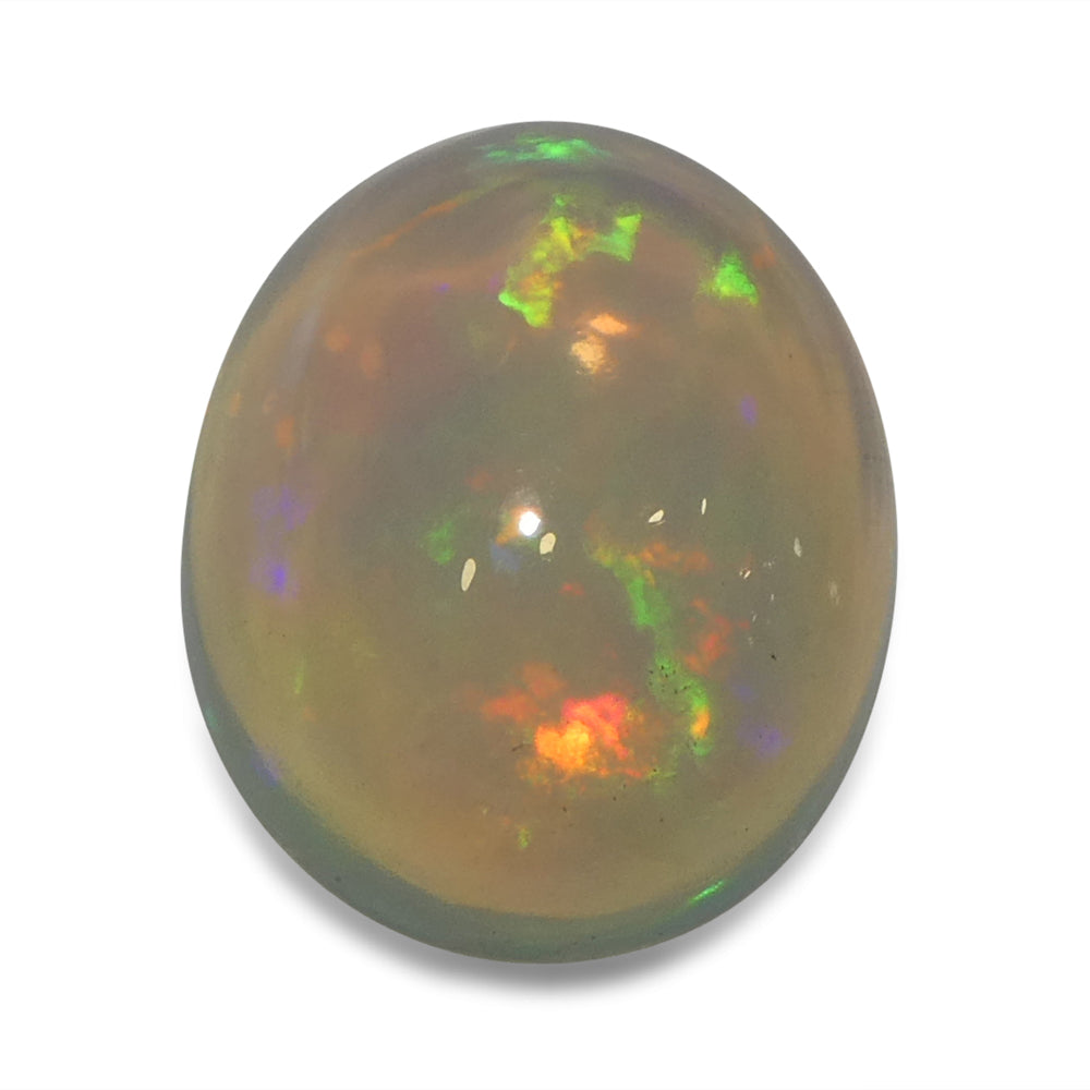 3.82ct Oval Cabochon White Crystal Opal from Ethiopia - Skyjems Wholesale Gemstones