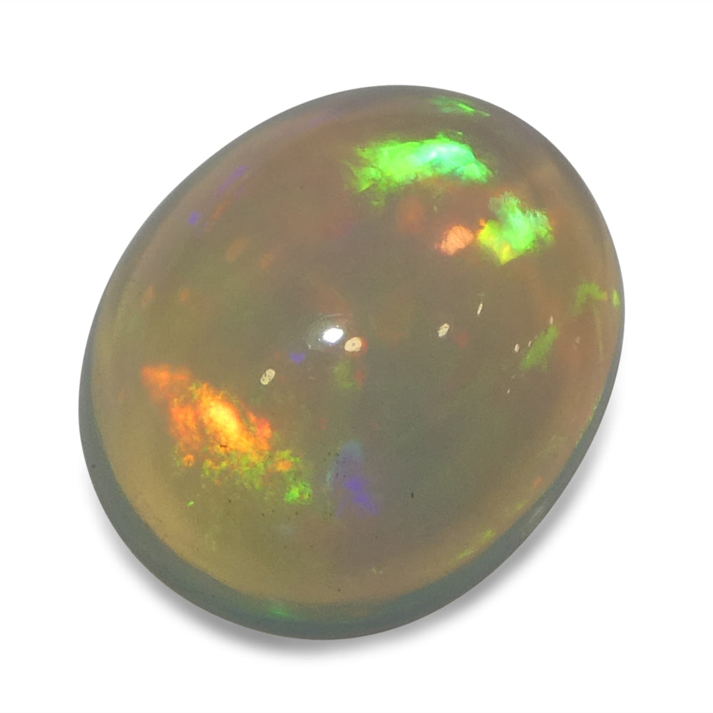 3.82ct Oval Cabochon White Crystal Opal from Ethiopia - Skyjems Wholesale Gemstones