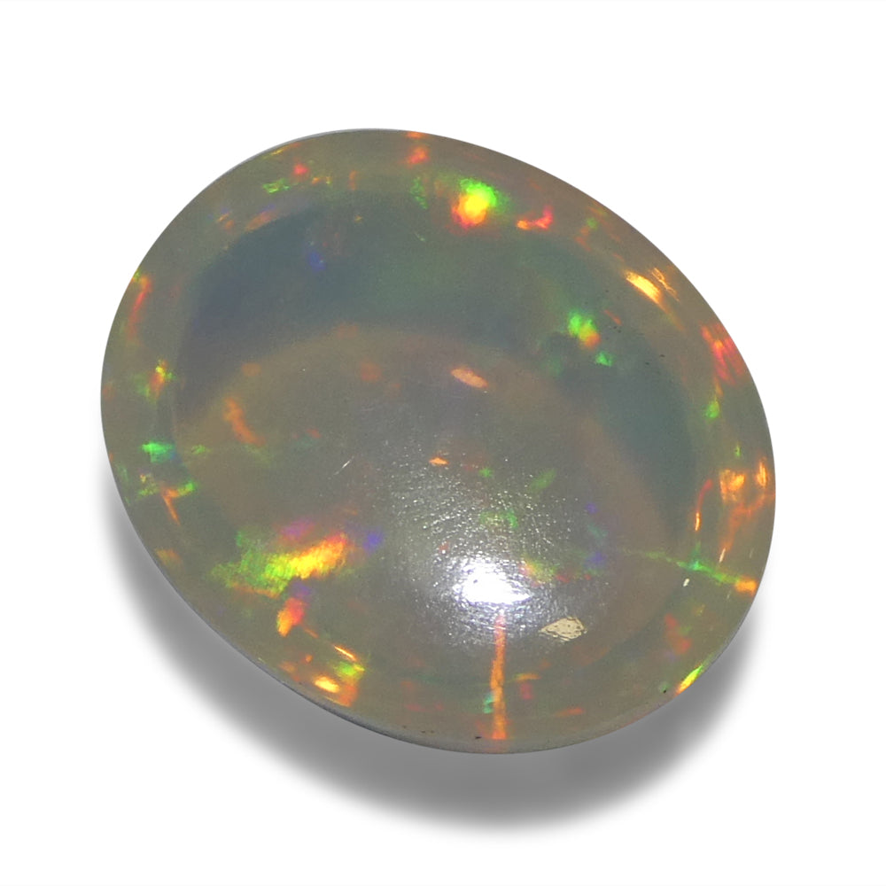 3.82ct Oval Cabochon White Crystal Opal from Ethiopia - Skyjems Wholesale Gemstones