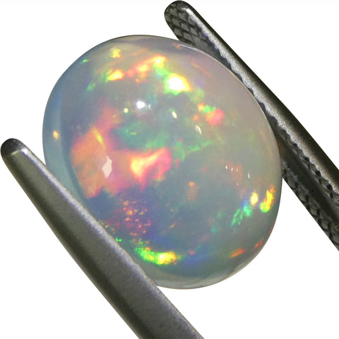 3.82ct Oval Cabochon White Crystal Opal from Ethiopia
