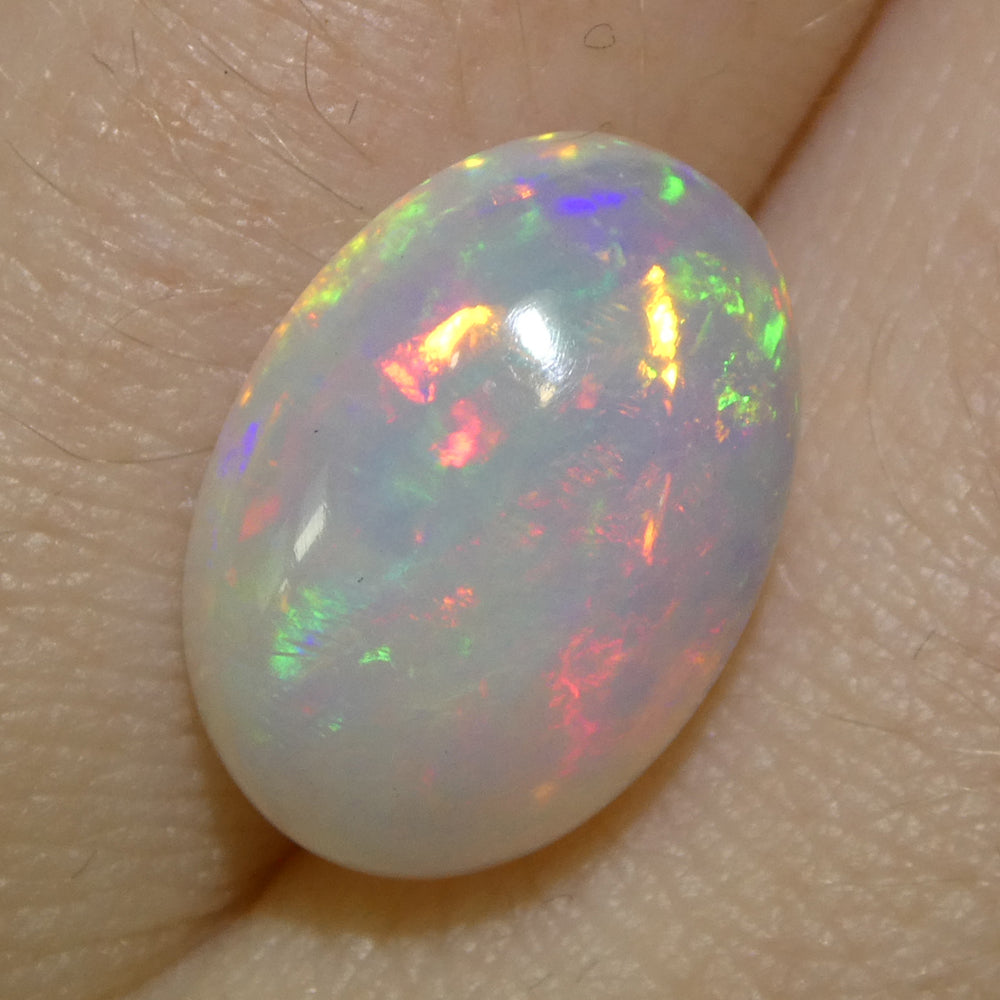 4.02ct Oval Cabochon White Crystal Opal from Ethiopia - Skyjems Wholesale Gemstones