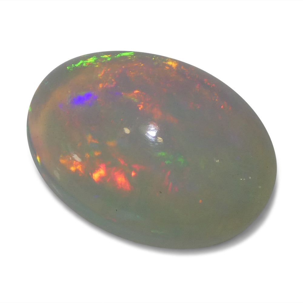 4.02ct Oval Cabochon White Crystal Opal from Ethiopia - Skyjems Wholesale Gemstones