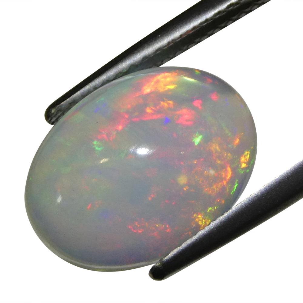 4.02ct Oval Cabochon White Crystal Opal from Ethiopia - Skyjems Wholesale Gemstones