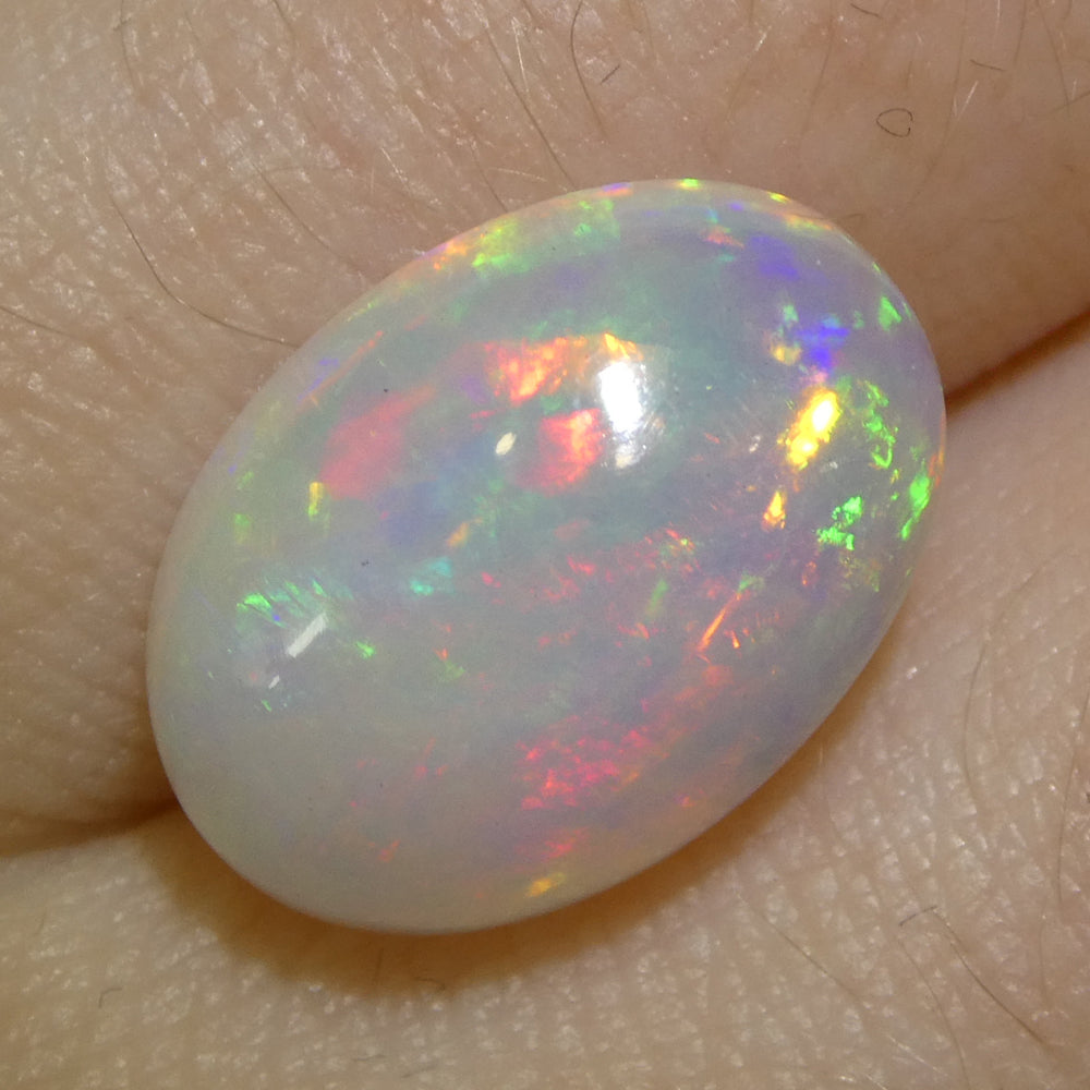 4.02ct Oval Cabochon White Crystal Opal from Ethiopia - Skyjems Wholesale Gemstones