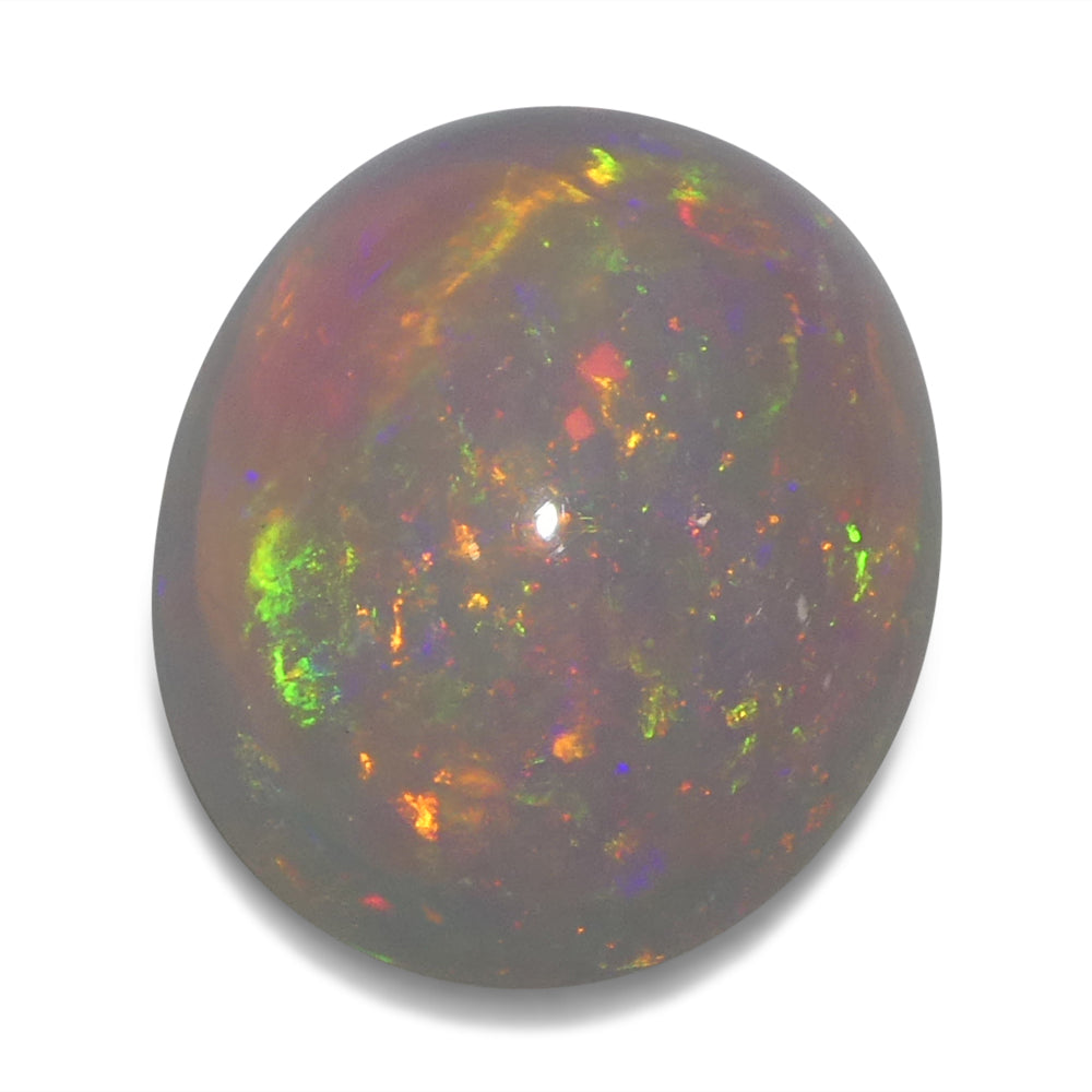 3.15ct Oval Cabochon White Crystal Opal from Ethiopia - Skyjems Wholesale Gemstones