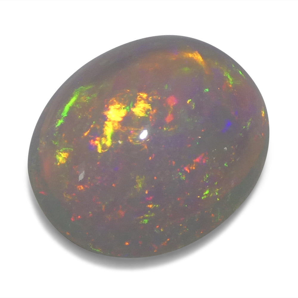 3.15ct Oval Cabochon White Crystal Opal from Ethiopia - Skyjems Wholesale Gemstones