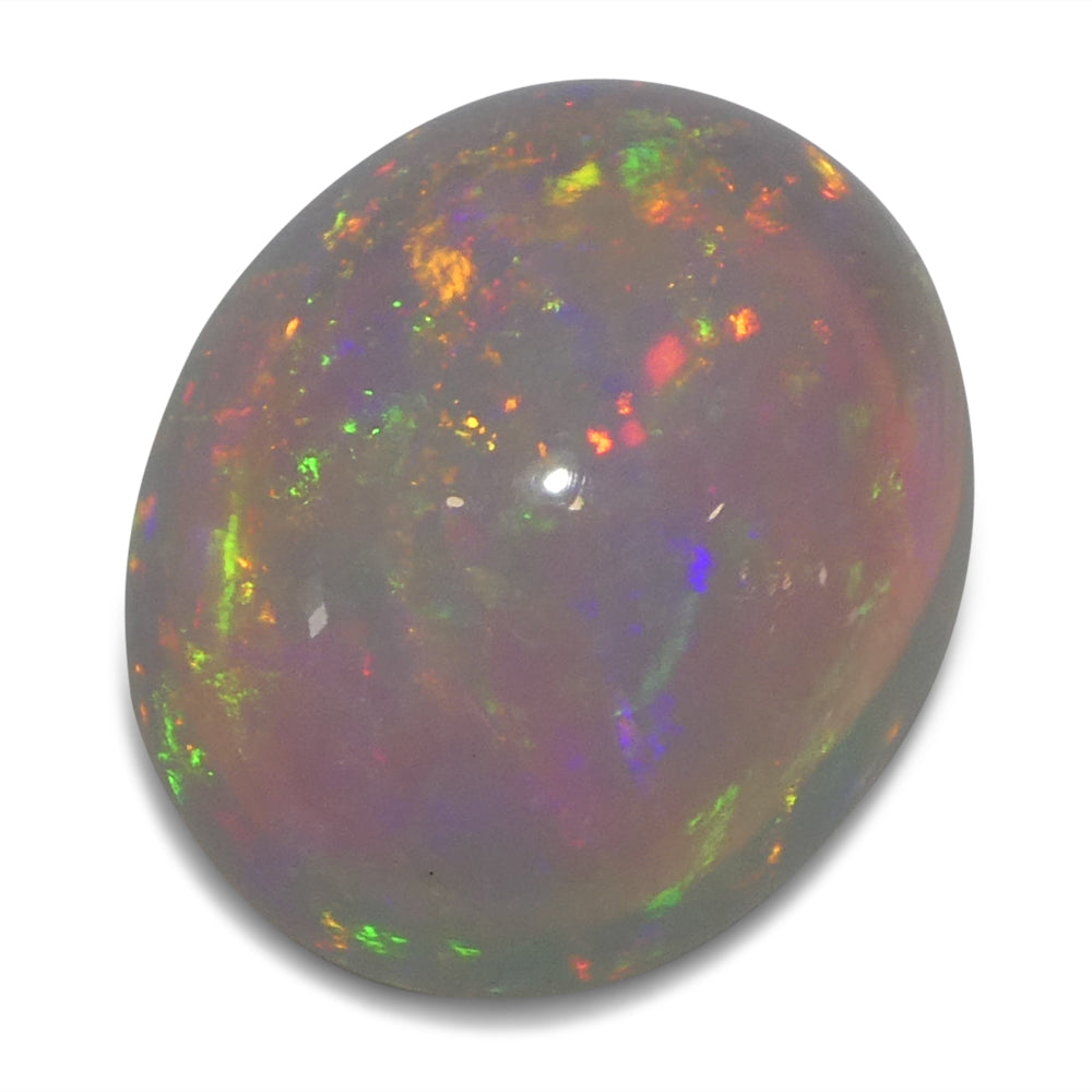 3.15ct Oval Cabochon White Crystal Opal from Ethiopia - Skyjems Wholesale Gemstones