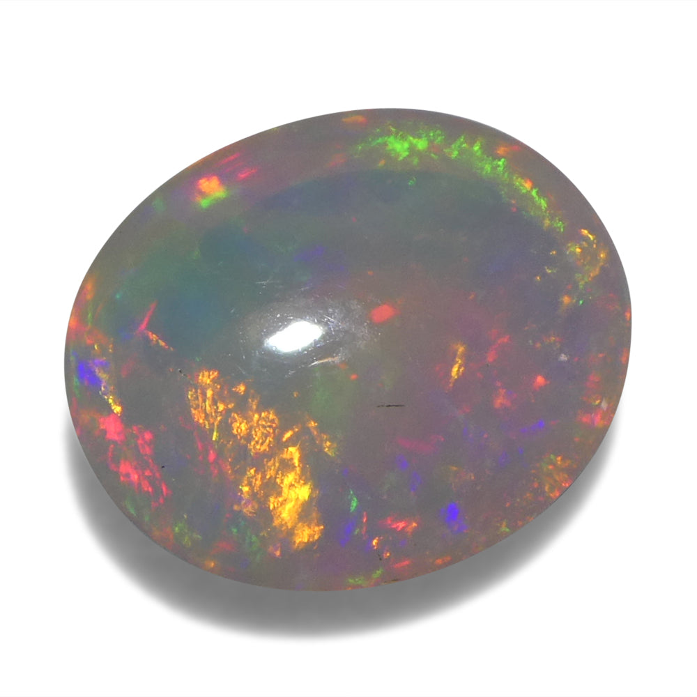 3.15ct Oval Cabochon White Crystal Opal from Ethiopia - Skyjems Wholesale Gemstones