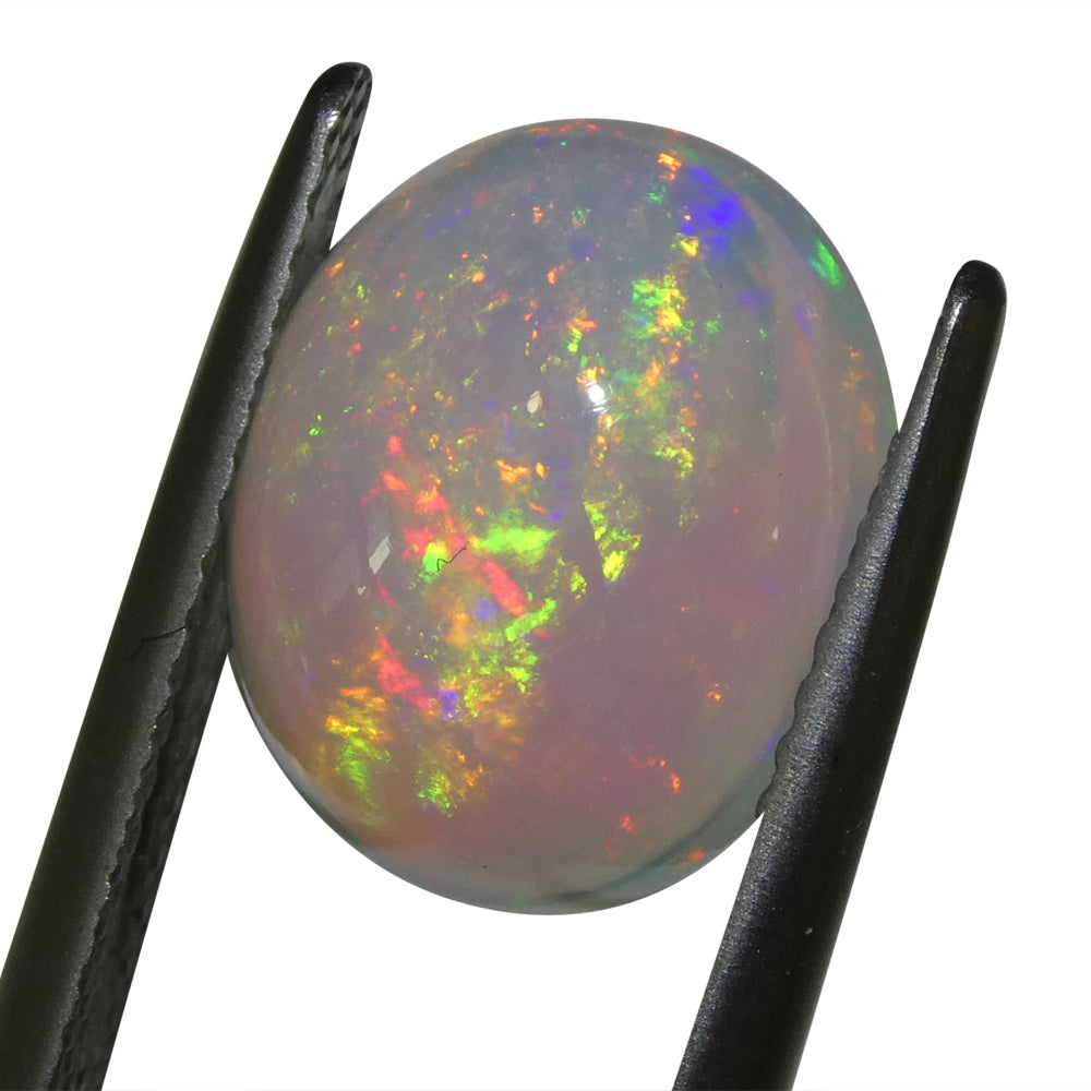 3.15ct Oval Cabochon White Crystal Opal from Ethiopia - Skyjems Wholesale Gemstones