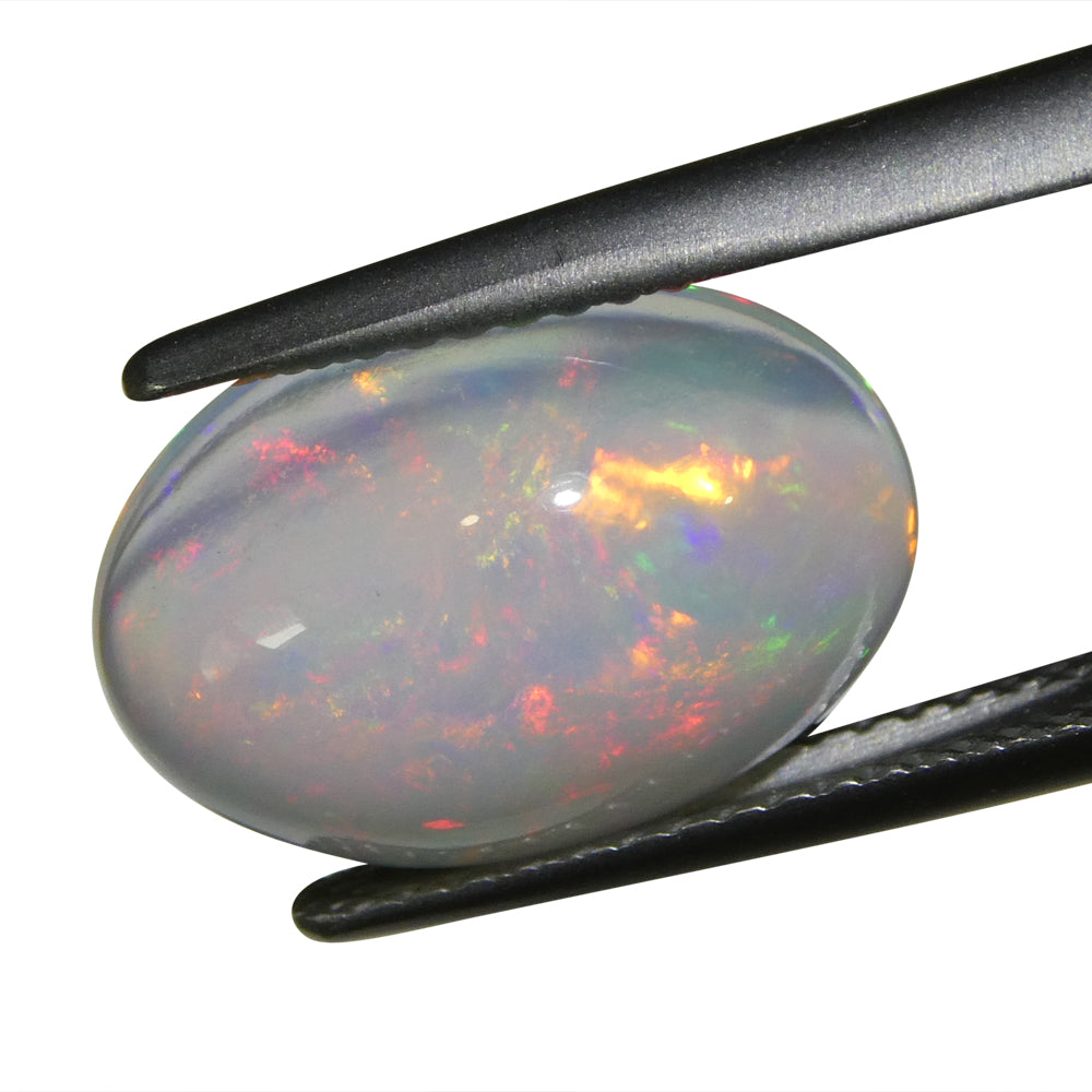 3.32ct Oval Cabochon White Crystal Opal from Ethiopia - Skyjems Wholesale Gemstones