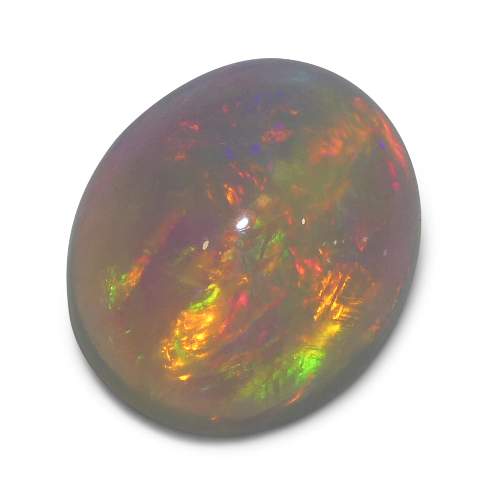 3.24ct Oval Cabochon White Crystal Opal from Ethiopia - Skyjems Wholesale Gemstones